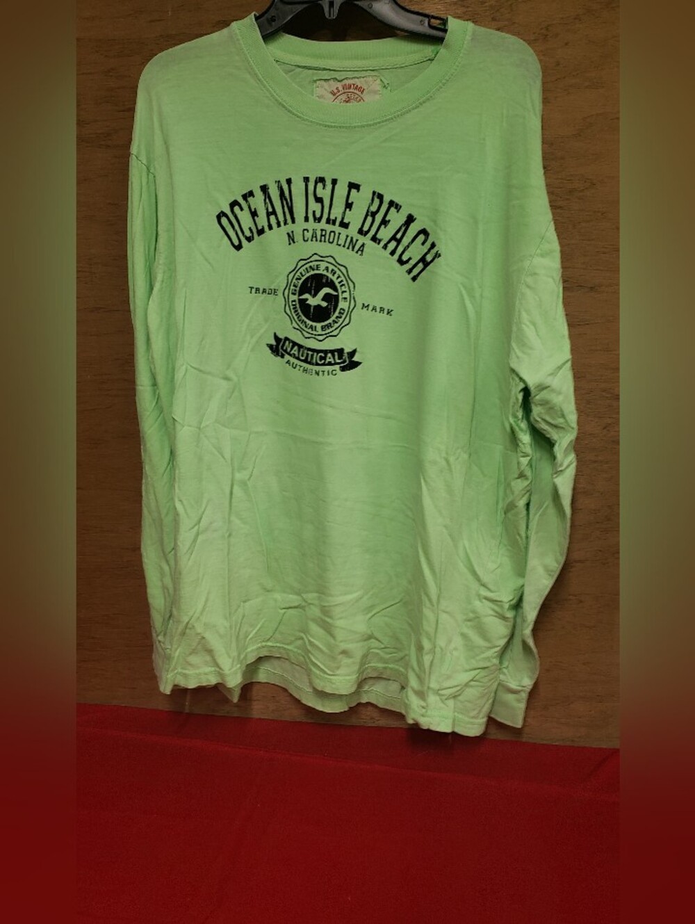 Ocean Isle Beach Men's Long Sleeve Shirt - Light Green Nautical Graphic XXL